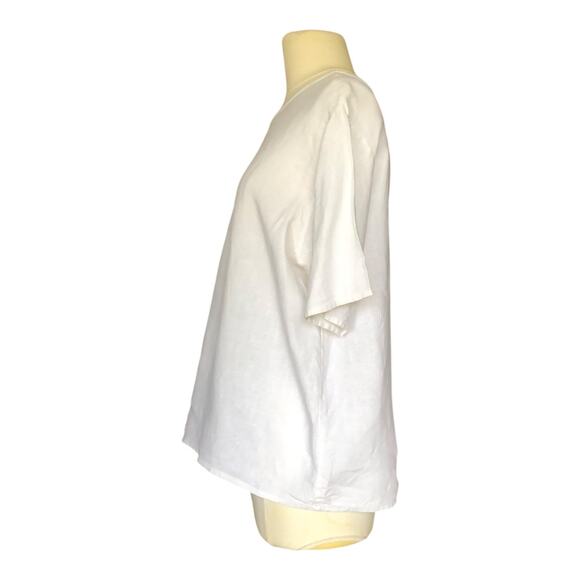 Nordstorm Flax Resort Women's White Linen Shirt Short Sleeve Round Neck Top - Picture 4 of 5